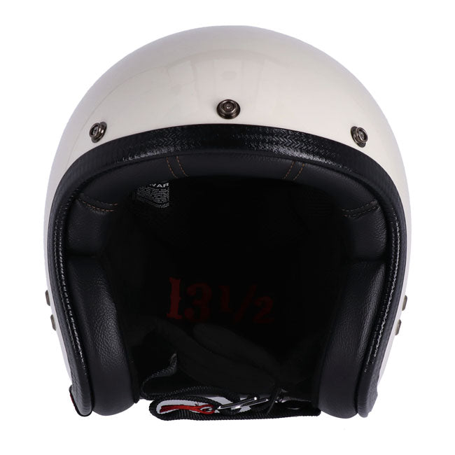 13 1/2 Skull Bucket Helmet, Vintage White Open Face Helmet 13 And A Half Company