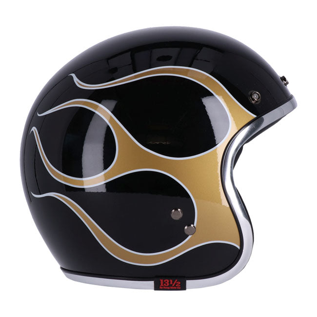 13 1/2 Skull bucket helmet flames gold HELMETS 13 And A Half Company