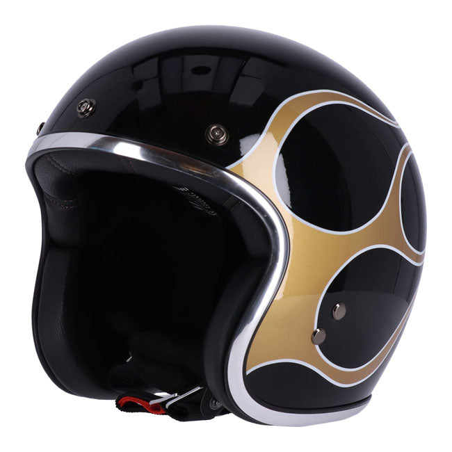 13 1/2 Skull bucket helmet flames gold HELMETS 13 And A Half Company
