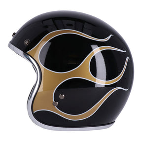 13 1/2 Skull bucket helmet flames gold HELMETS 13 And A Half Company