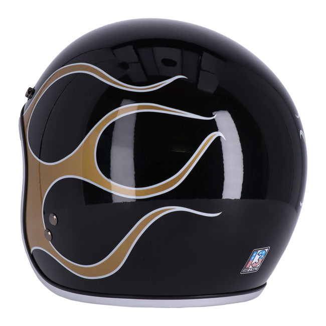 13 1/2 Skull bucket helmet flames gold HELMETS 13 And A Half Company
