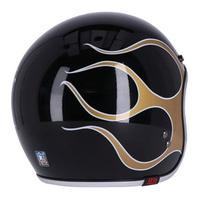 13 1/2 Skull bucket helmet flames gold HELMETS 13 And A Half Company