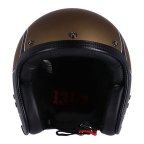 13 1/2 Skull Bucket Helmet, Flames Matt Gold Open Face Helmet 13 And A Half Company