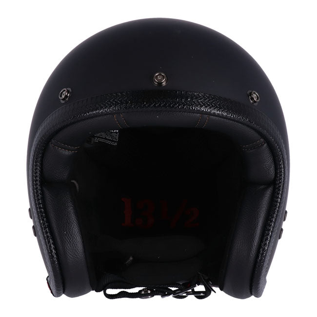 13 1/2 Skull Bucket Helmet, Matt Black Open Face Helmet 13 And A Half Company