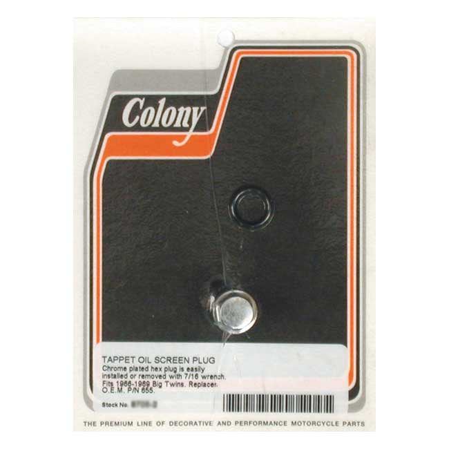 Colony, Hex style plug oil screen crankcase. Chrome Crankcase Bolt Kits Colony