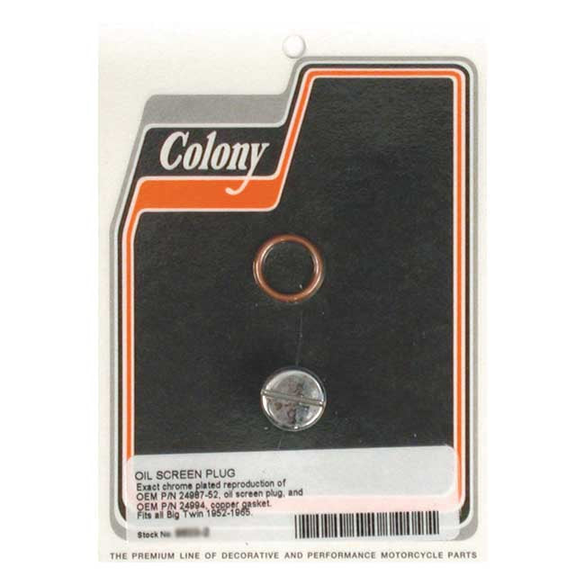 Colony, OEM slotted style plug oil screen crankcase. Chrome Lower End Misc Colony