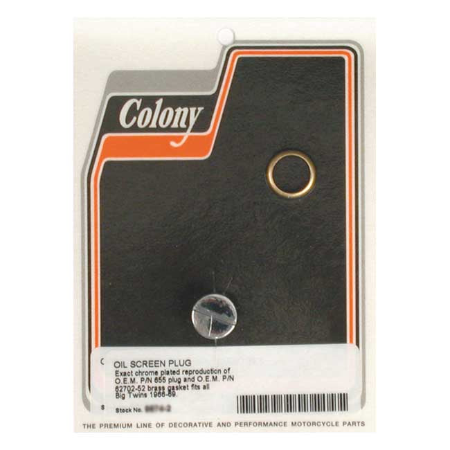 Colony, OEM style slotted plug oil screen crankcase. Chrome Lower End Misc Colony