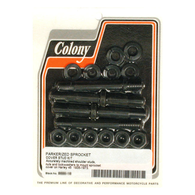 Colony, sprocket cover mount kit. Black parkerized Transmission Cover Mount Kits Colony