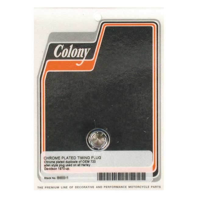 Colony, timing plug. OEM style allen. Chrome Oil Drain Plugs Colony