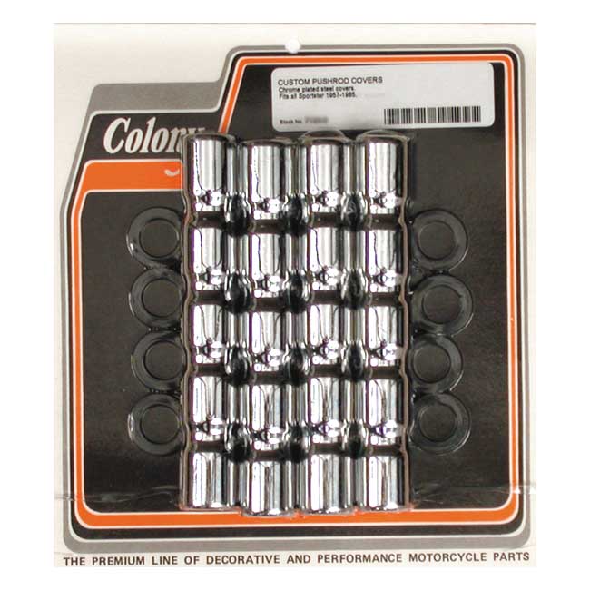 Colony, XL ribbed lower pushrod cover set. Chrome Pushrod Covers Colony
