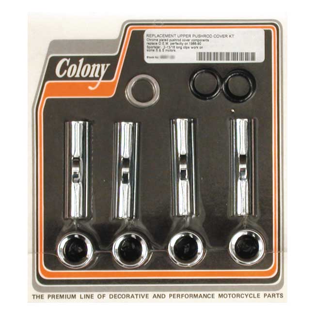 Colony, 86-90 XL upper pushrod cover kit. Chrome Pushrod Covers Colony