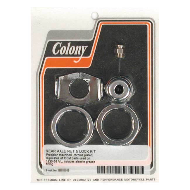 Colony rear axle nut & lock kit Wheel Axles Hardware Kits Colony