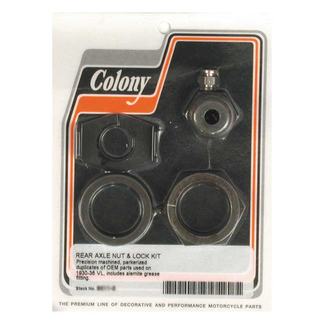 Colony rear axle nut & lock kit Wheel Axles Hardware Kits Colony