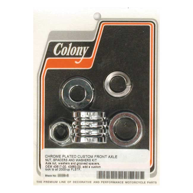 Colony axle spacer kit front, grooved Wheel Axles Spacers Colony