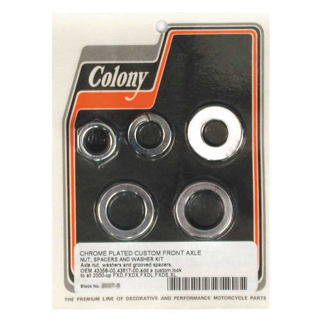 Colony axle spacer kit front, grooved Wheel Axles Spacers Colony
