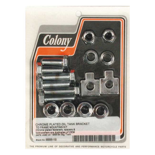 Colony, oil tank mount kit. Chrome Oil Tanks Mounts Colony