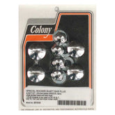 Colony, rocker shaft plug & nut kit. Slotted. Chrome Rocker Box Mount Kits Colony