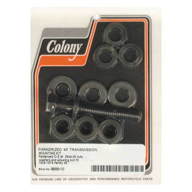 Colony, transmission mount kit. Black parkerized Transmission Mounting Kits Colony