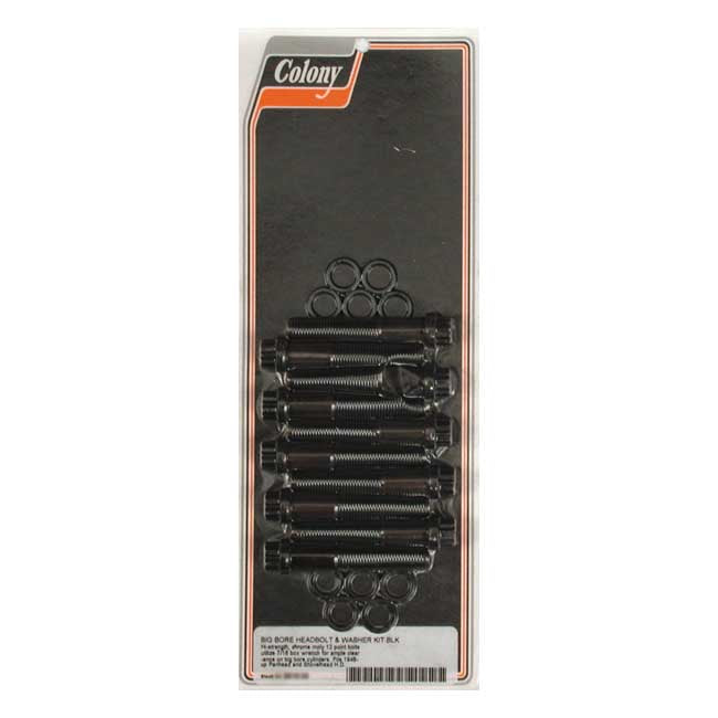 Colony, 12-point ''big bore'' head bolt kit. Black Cylinders/Heads Mount Kits Colony