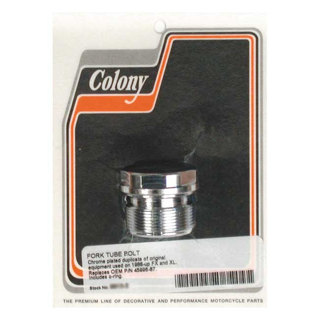 Colony, 39mm fork tube plug. Flat Top. Chrome Fork Tube Caps Colony