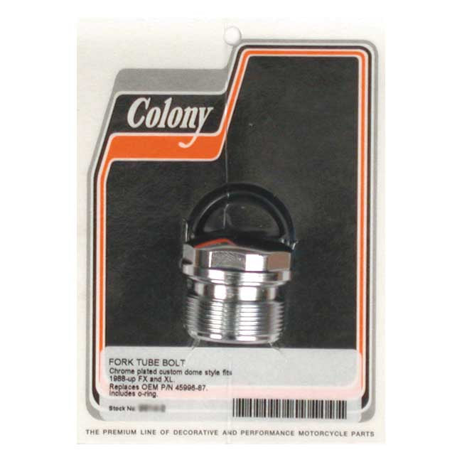 Colony, 39mm fork tube plug. Custom Domed. Chrome Fork Tube Caps Colony