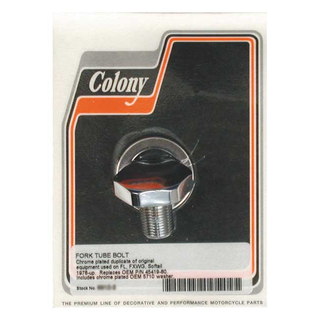 Colony, 41mm fork tube cap bolt. Flat Top. Chrome Fork Tube Caps Colony