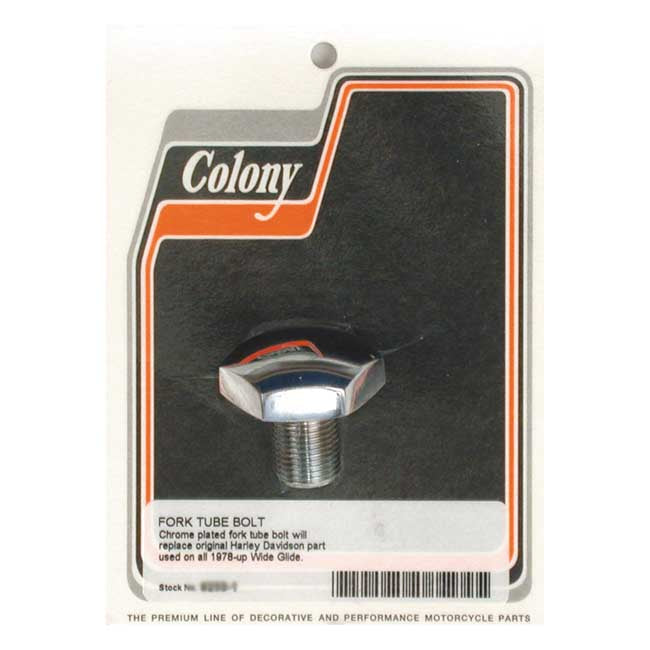 Colony, 41mm fork tube cap bolt. Domed. Chrome Fork Tube Caps Colony