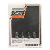 Colony, rocker box oil drain fittings. Black Rocker Cover Mount Kits Colony