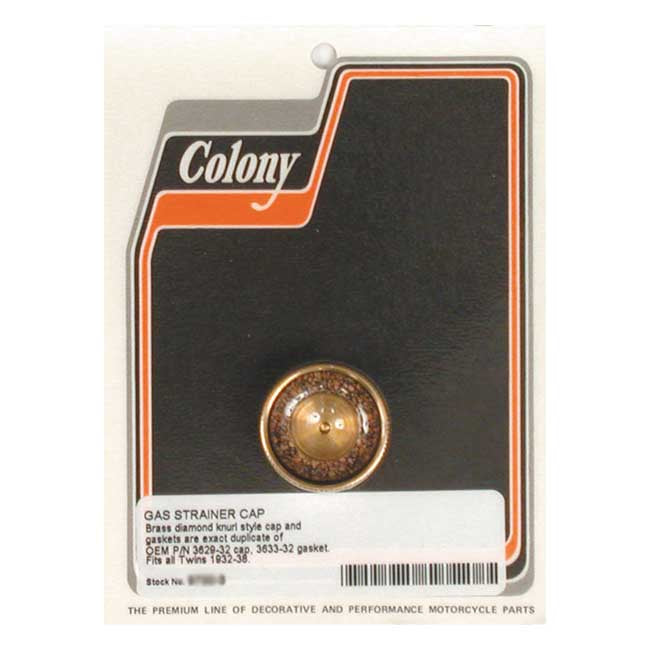 Colony, gas strainer cap. 32-38 style. Brass Fuel Filter Colony