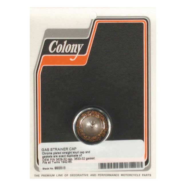 Colony, gas strainer cap. 42-65 style. Chrome Fuel Filter Colony