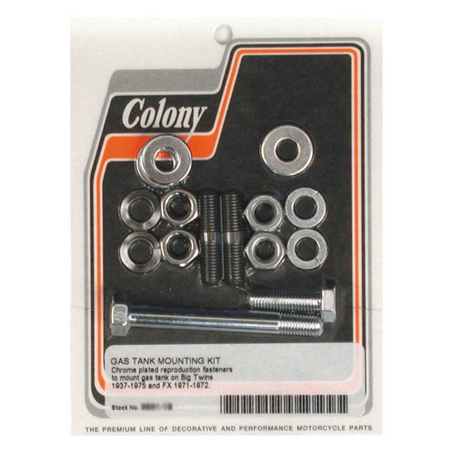 Colony. 37-75 gas tank mount kit. Chrome Gastank Mount Kits Colony