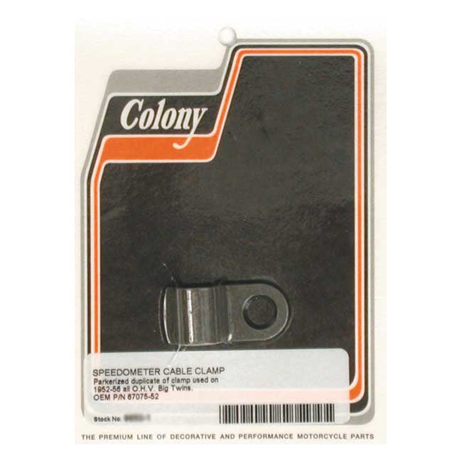 Colony, speedo cable clamp. Black parkerized Cable Clamps Colony