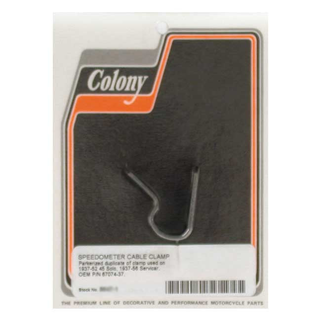 Colony, speedo cable clamp. Black parkerized Cable Clamps Colony