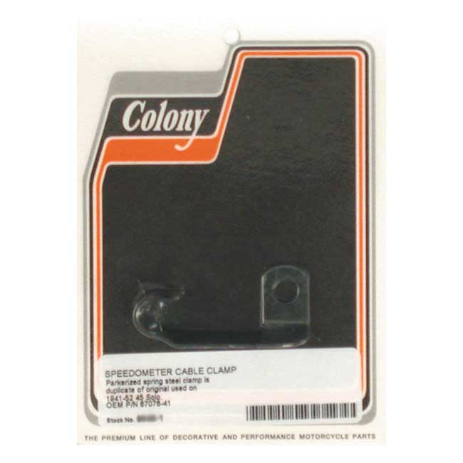 Colony, speedo cable clamp. Black parkerized Cable Clamps Colony