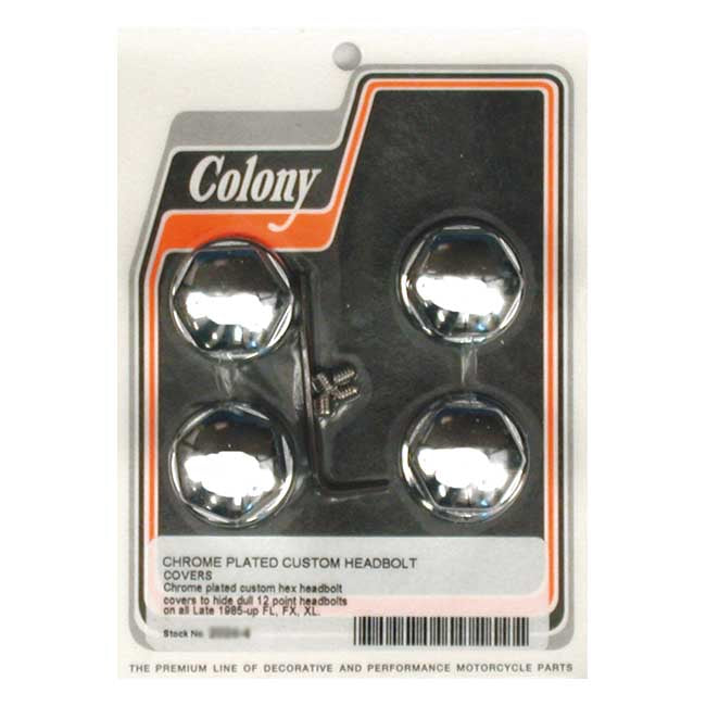 Colony, head bolt cover kit. Custom hex domed, chrome Cylinders/Heads Mount Kits Colony