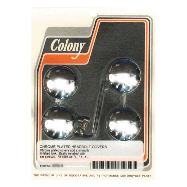 Colony, head bolt cover kit. Smooth domed, chrome Cylinders/Heads Mount Kits Colony