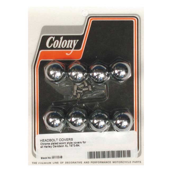 Colony, head bolt cover kit. Acorn, chrome Head Bolt Covers Colony