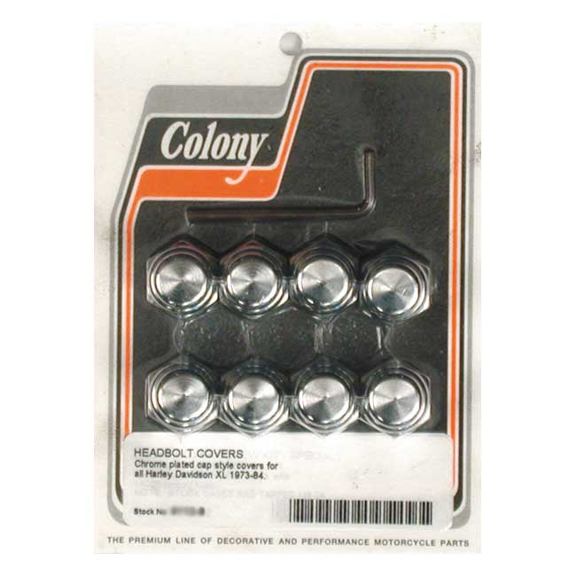 Colony, head bolt cover kit. Cap style, chrome Head Bolt Covers Colony