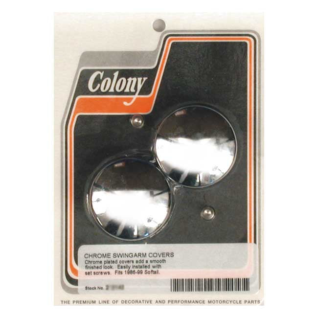 Colony, swingarm pivot bolt cover set. Chrome, domed Swingarms Misc Colony