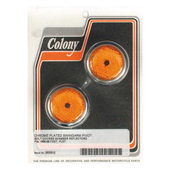 Colony, swingarm pivot bolt cover set. Amber reflector Swingarms Misc Colony