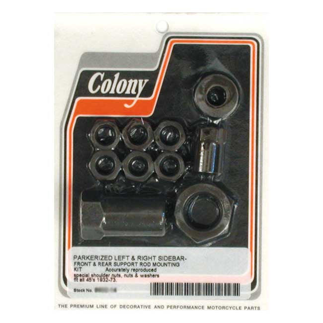Colony, floorboard support rod mount kit. Black Pushrod Kits Colony