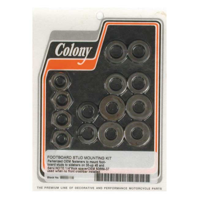 Colony, floorboard stud mount kit. Black Footpegs Mounts Colony