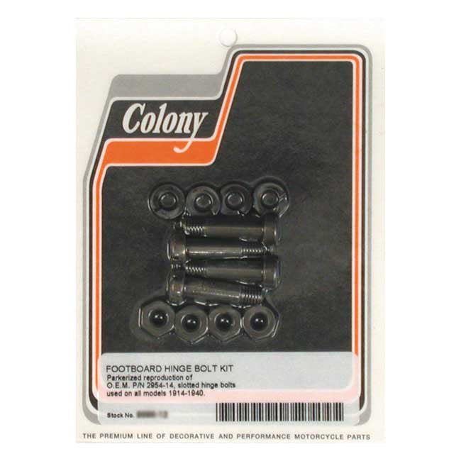 Colony, rider floorboard hinge bolt mount kit. Slotted Footpegs Mounts Colony