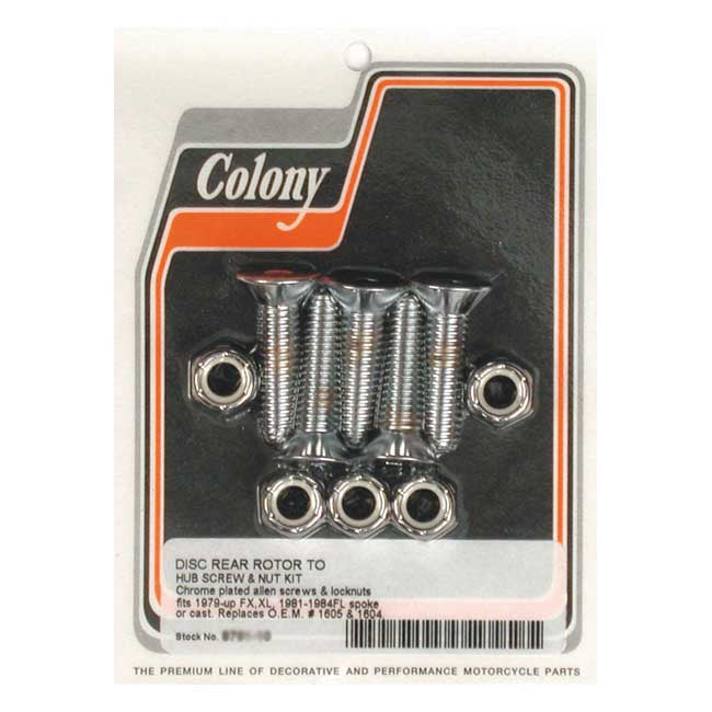 Colony, disc brake rotor to hub screw kit. Rear Brake Rotor Bolt Kits Colony
