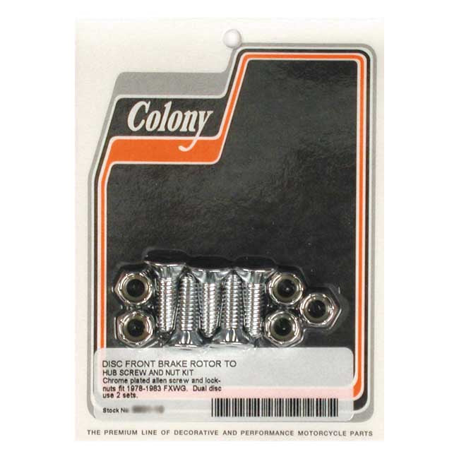 Colony, front brake rotor bolt & nut kit. Chrome Brake Rotor Bolt Kits Colony