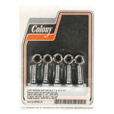 Colony, front/rear brake rotor bolt & nut kit. Chrome hex Brake Rotor Bolt Kits Colony