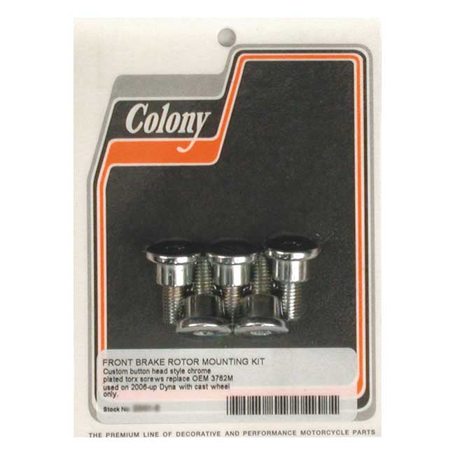 Colony, front brake rotor bolt kit. Chrome Brake Rotor Bolt Kits Colony