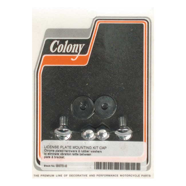 Colony, license plate mount kit. CAP style. Chrome License Plate Mount Sets Colony