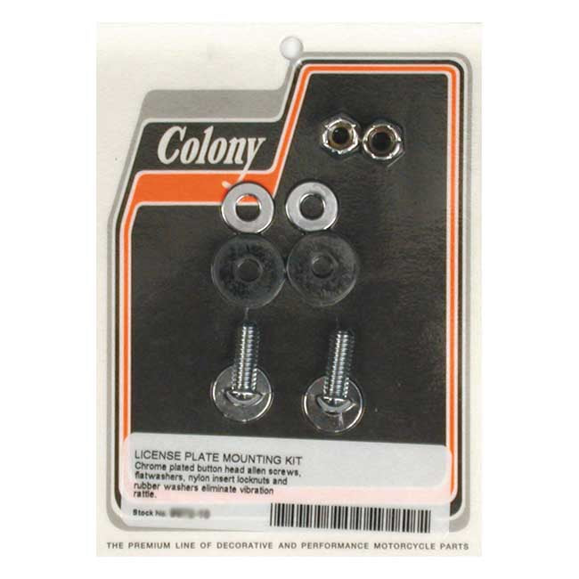 Colony license plate mount kit. Buttonhead. Chrome License Plate Mount Sets Colony