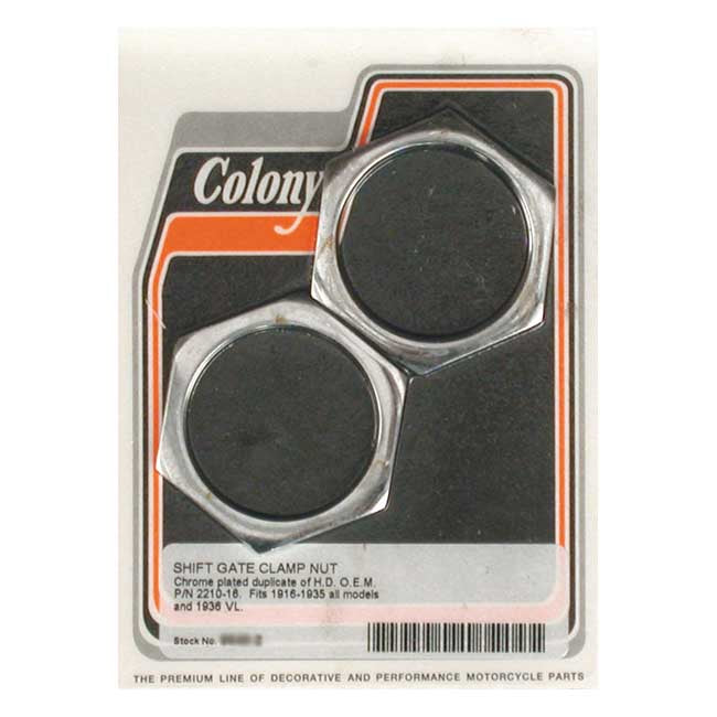 Colony, shifter gate clamp nuts. Chrome Shifter Hardware Colony